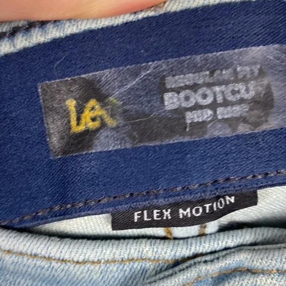 Lee Blue Tie-Dye Mid Rise Bootcut Fringe Hem Stretch hippie Jeans Size 10 - Picture 12 of 14